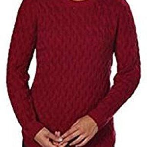 Jeanne Pierre Womens Sz. Medium Wavy Knit Cranberry Crew Neck Cable Knit Sweater